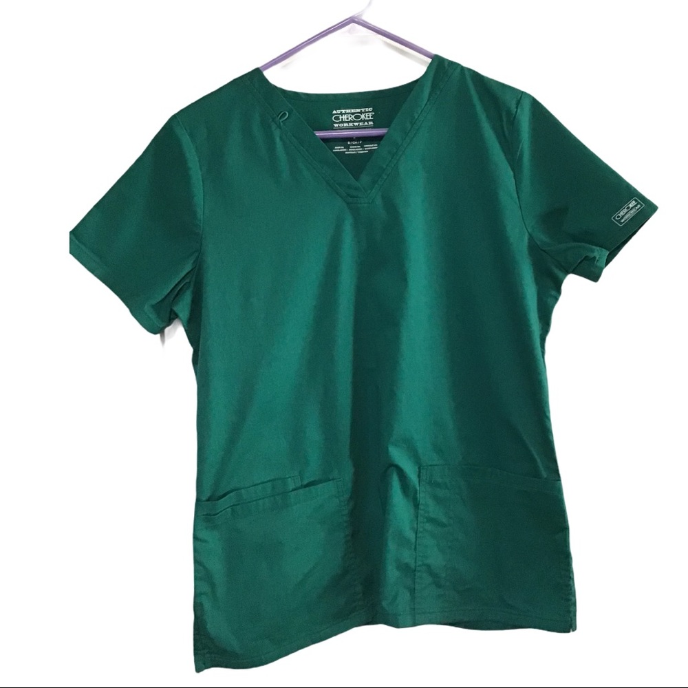 Cherokee Workwear Hunter Green Scrub Top